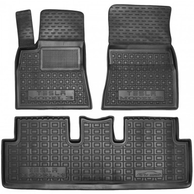 Коврики в салон для авто Tesla Model 3 ( 2017 - ) резиновые (AVTO-Gumm)