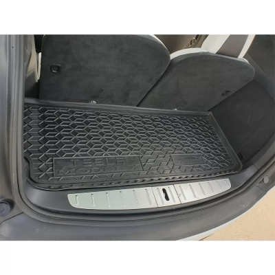 Килим багажника для авто Tesla Model X 2015-2021 задний 7 мест малый пластик ( AVTO-Gumm )