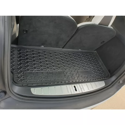 Килим багажника для авто Tesla Model X 2015-2021 задний 7 мест малый пластик ( AVTO-Gumm )